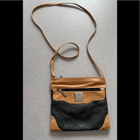 Vintage I Medici Firenze Black & Tan Leather Crossbody Bag - Picture 1 of 11